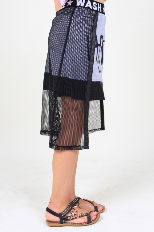 Kız Çocuk Yazı Baskılı Fileli Etek 14555