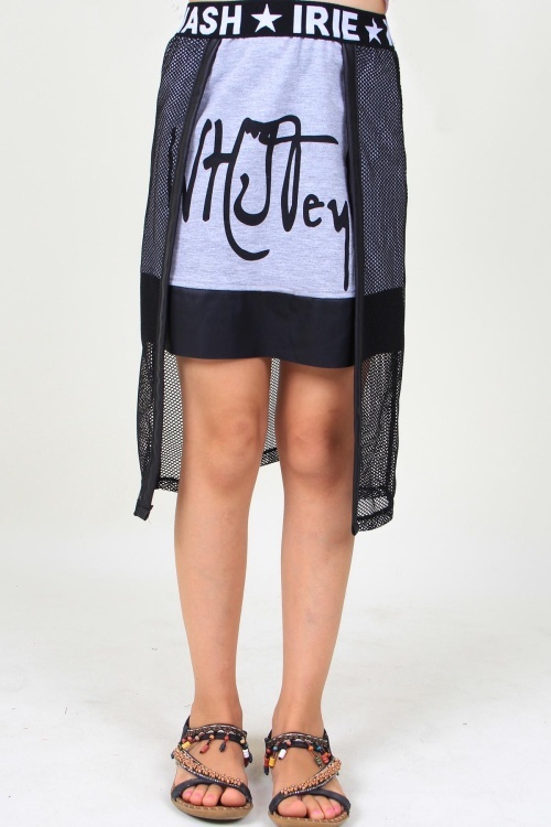 Kız Çocuk Yazı Baskılı Fileli Etek 14555