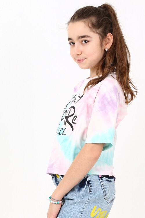 Kız T-shirt Batik Desenli 14518