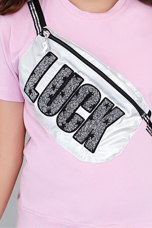 Kız T-shirt Simli Çantalı 14517