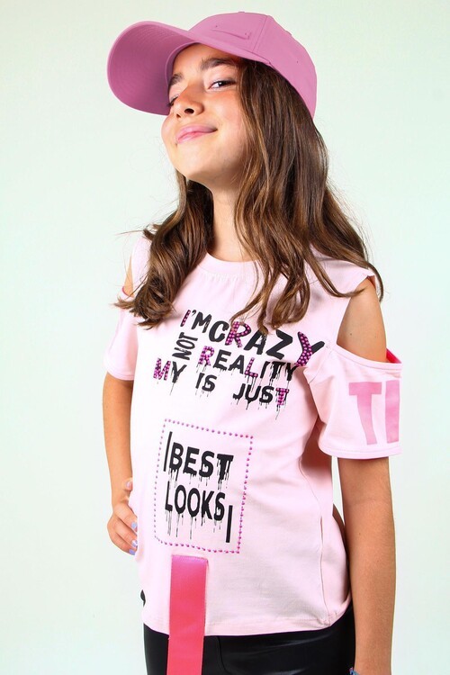 Kız T-shirt Yazı Baskılı 14519