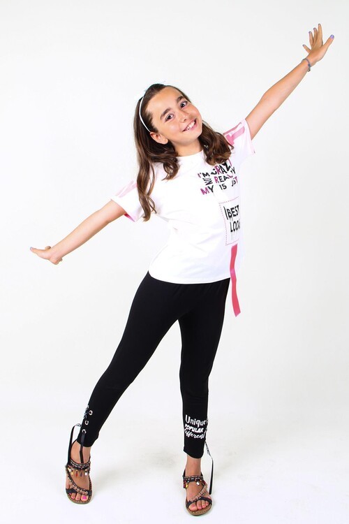 Kız T-shirt Yazı Baskılı 14519