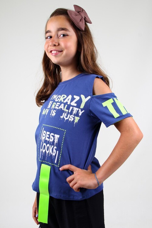 Kız T-shirt Yazı Baskılı 14519