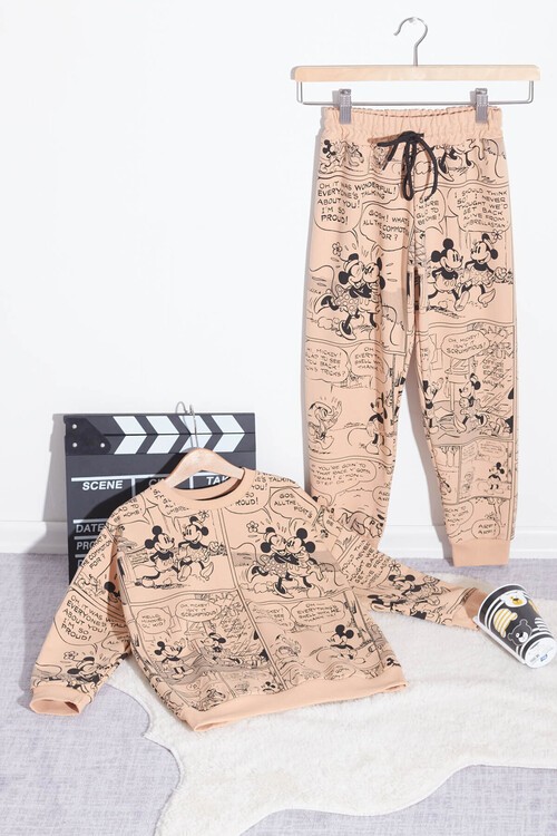 Unisex Mickey Karikatür Baskılı Çocuk Eşofman Takımı 14594