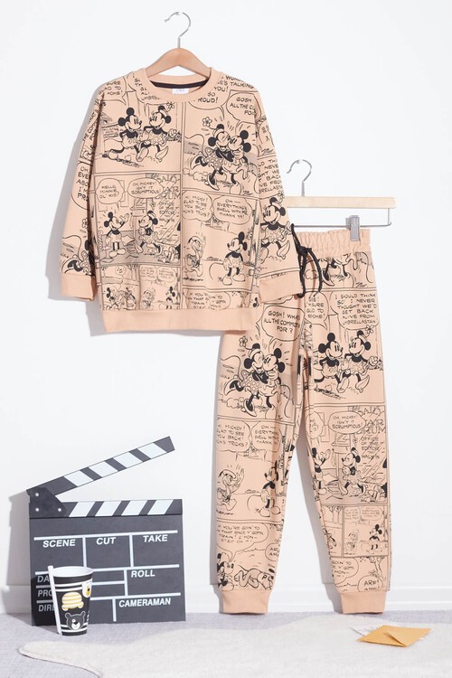 Unisex Mickey Karikatür Baskılı Çocuk Eşofman Takımı 14594