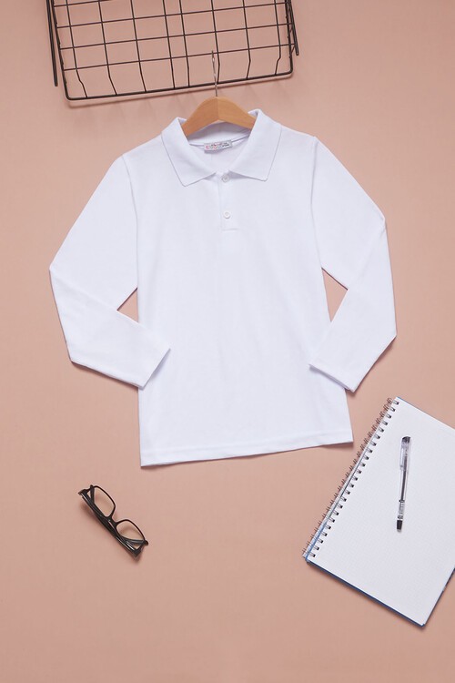 Unisex Uzun Kollu Polo Yaka Lakos T-shirt 14573
