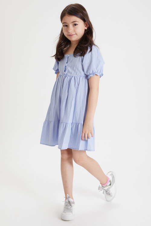 Açık Mavi Kız Çocuk Omuz Askılı Elbise 15081