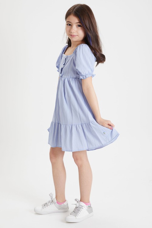 Açık Mavi Kız Çocuk Omuz Askılı Elbise 15081