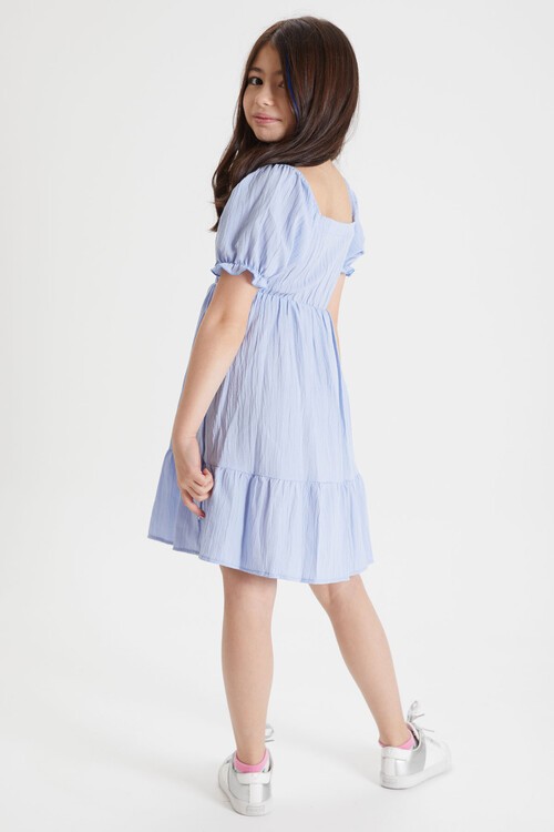 Açık Mavi Kız Çocuk Omuz Askılı Elbise 15081