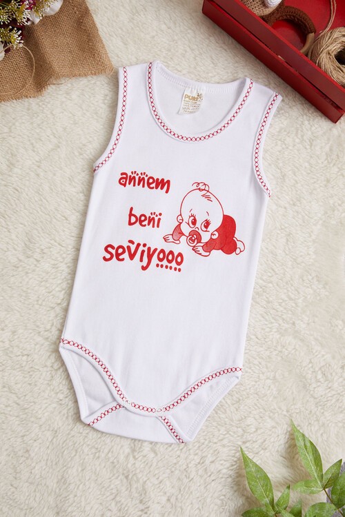 Bebek Çıtçıtlı Askılı Badi(Annem Beni Seviyor) 14489