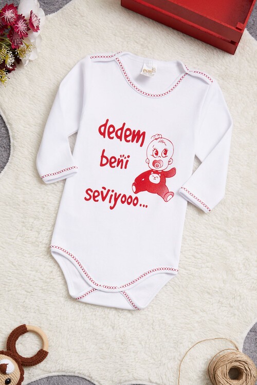 Bebek Çıtçıtlı Uzun Kol Badi Dedem Beni Seviyor 14653