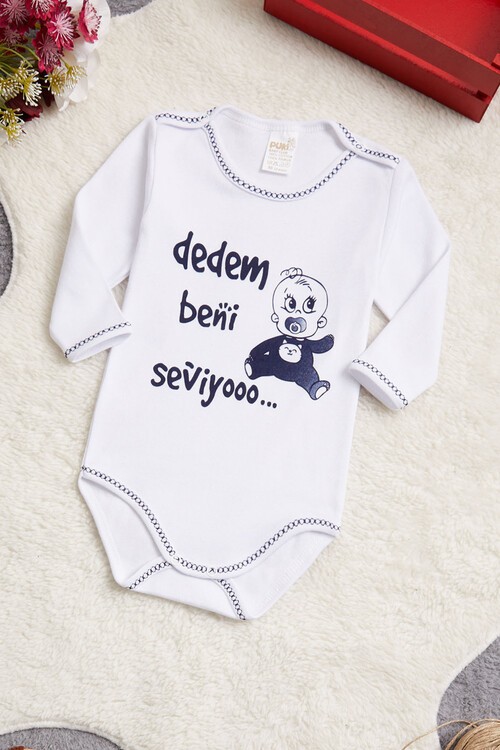 Bebek Çıtçıtlı Uzun Kol Badi Dedem Beni Seviyor 14653