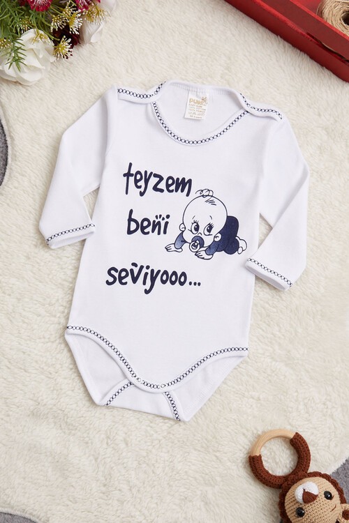 Bebek Çıtçıtlı Uzun Kol Badi Teyzem Beni Seviyor 14651