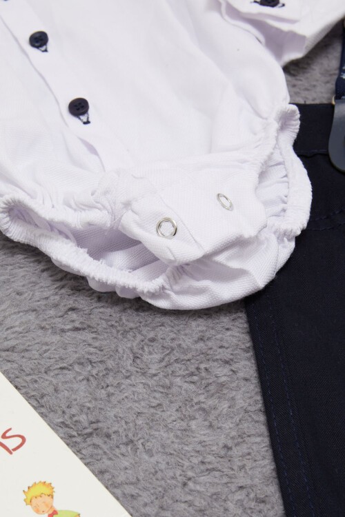 Beyaz Çıtçıtlı Gömlekli Pantolonlu Erkek Bebek Takım 15383