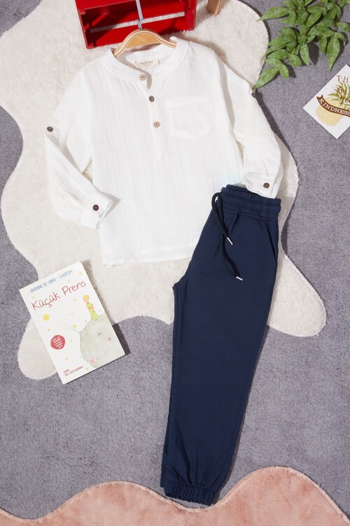 Beyaz Gömlekli Erkek Çocuk Takım Elbise 15250