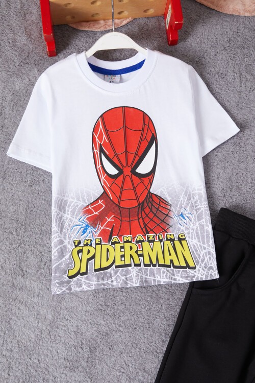 Beyaz Örümcek Adam Baskılı Tişörtlü Erkek Çocuk Takım 15216