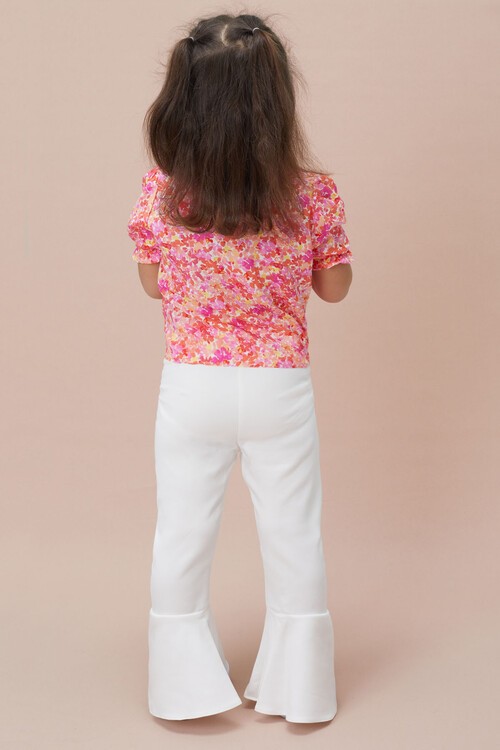 Çiçek Desenli İspanyol Paça Pantolon Gömlekli Kız Takım 15127