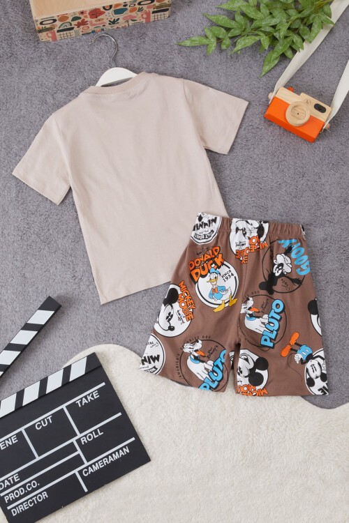 Çizgi Karakter Baskılı Erkek Çocuk Şortlu Takım 15283