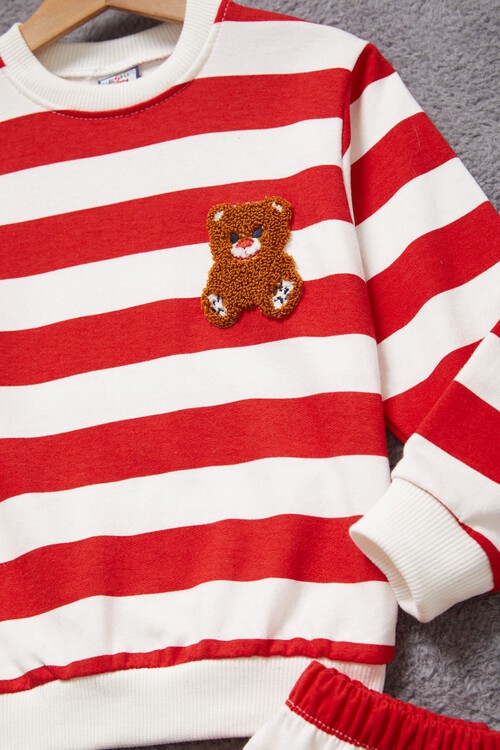 Çizgili Ayıcık Nakışlı Eşofman Takımı Unisex 14971