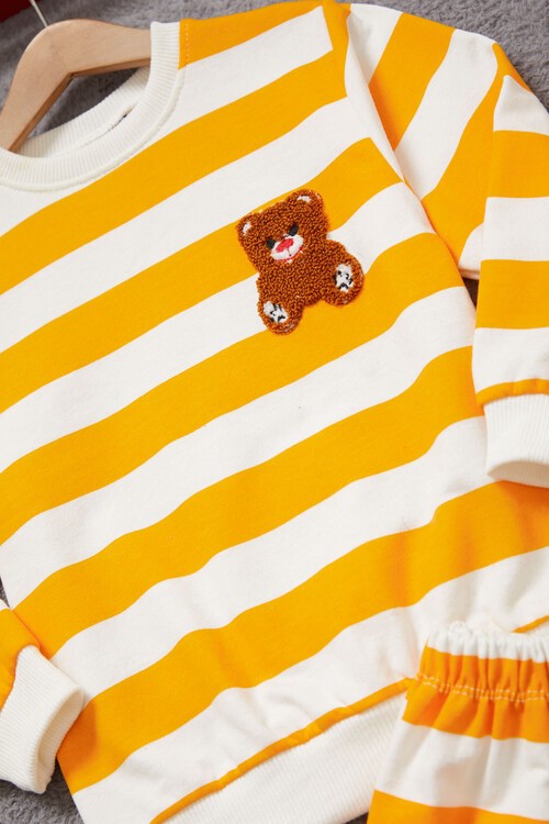 Çizgili Ayıcık Nakışlı Eşofman Takımı Unisex 14971