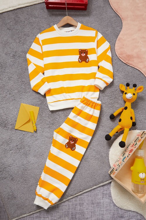Çizgili Ayıcık Nakışlı Eşofman Takımı Unisex 14971