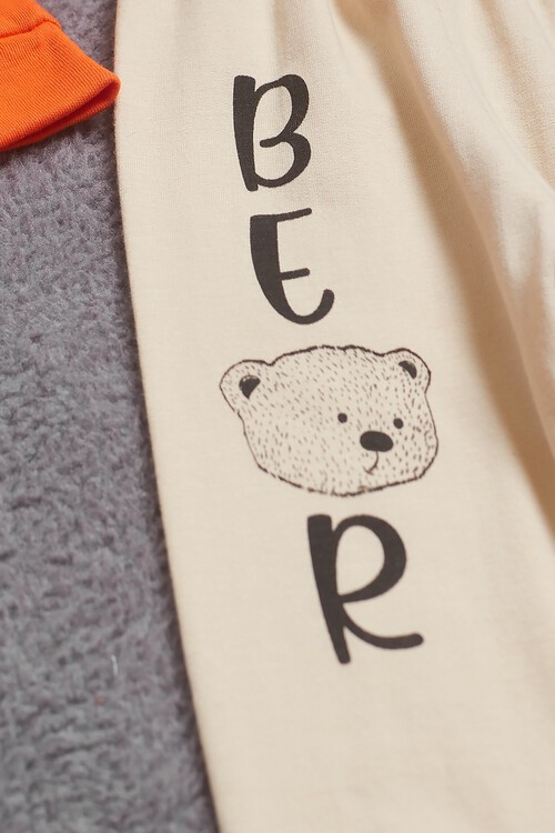 Erkek Bebek Ayıcıklı Yazı Baskılı Eşofman Takım 14627