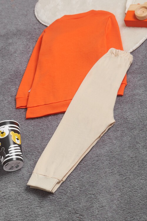 Erkek Bebek Ayıcıklı Yazı Baskılı Eşofman Takım 14627