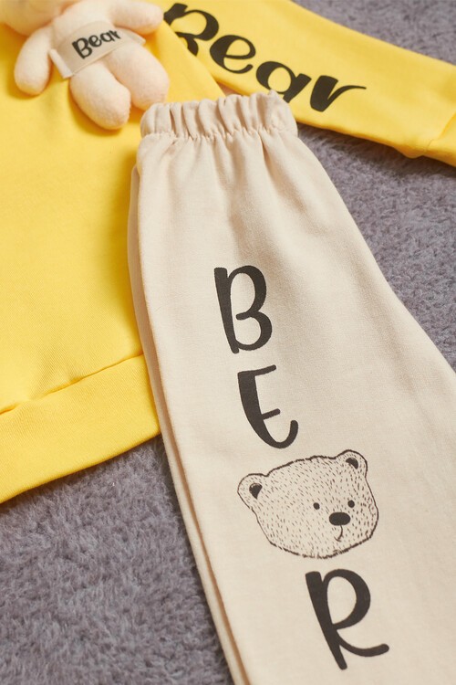 Erkek Bebek Ayıcıklı Yazı Baskılı Eşofman Takım 14627