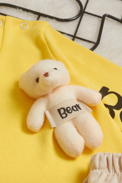 Erkek Bebek Ayıcıklı Yazı Baskılı Eşofman Takım 14627