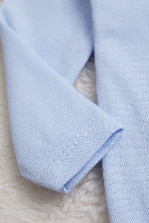 Erkek Bebek Mavi Uzun Kollu Çıtçıtlı Badi 14984