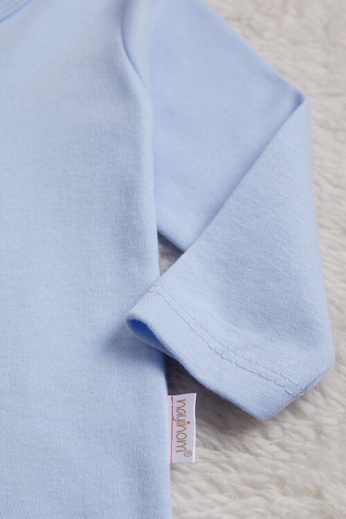 Erkek Bebek Mavi Uzun Kollu Çıtçıtlı Badi 14984