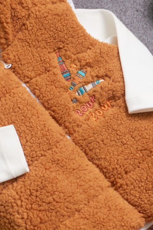 Erkek Bebek Pofuduk Yelekli Ayıcıklı 3lü Eşofman Takımı 14586