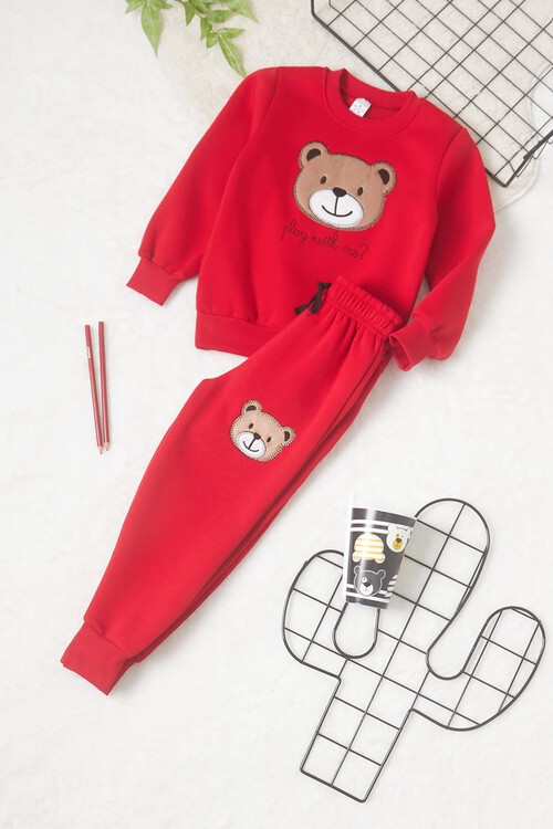 Erkek Çocuk Ayıcık Nakışlı Eşofman Takımı 14640