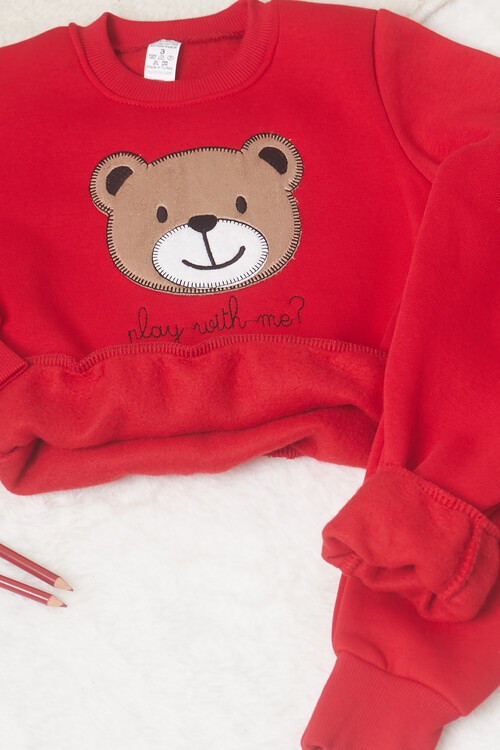 Erkek Çocuk Ayıcık Nakışlı Eşofman Takımı 14640