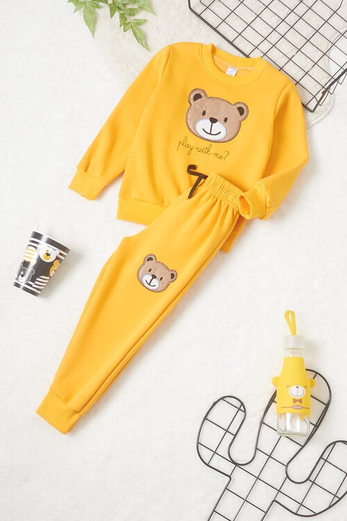 Erkek Çocuk Ayıcık Nakışlı Eşofman Takımı 14640