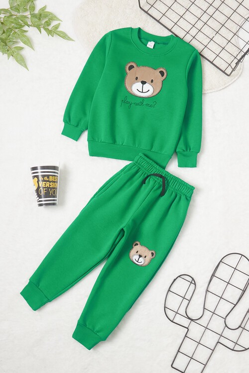 Erkek Çocuk Ayıcık Nakışlı Eşofman Takımı 14640