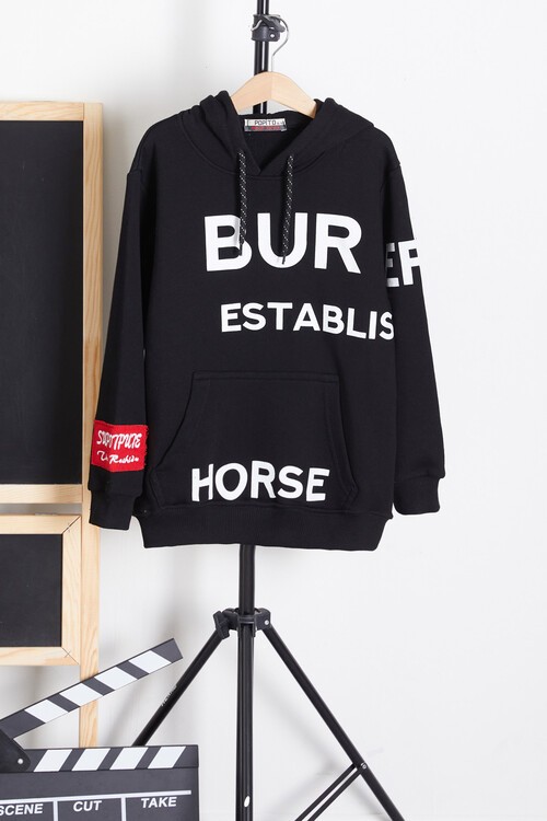 Erkek Çocuk Baskılı Kapşonlu Sweatshirt 9-13 Yaş 14150