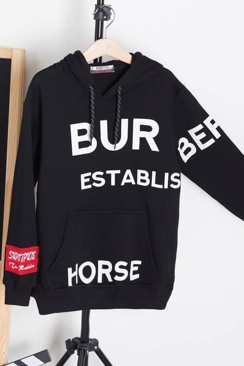 Erkek Çocuk Baskılı Kapşonlu Sweatshirt 9-13 Yaş 14150