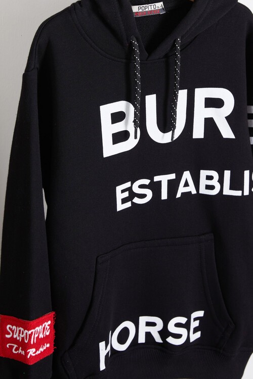 Erkek Çocuk Baskılı Kapşonlu Sweatshirt 9-13 Yaş 14150