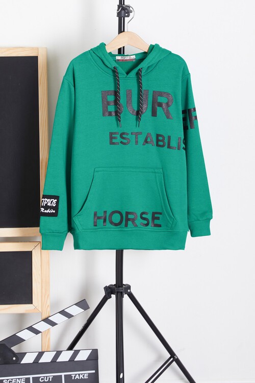Erkek Çocuk Baskılı Kapşonlu Sweatshirt 9-13 Yaş 14150