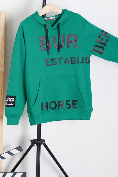 Erkek Çocuk Baskılı Kapşonlu Sweatshirt 9-13 Yaş 14150