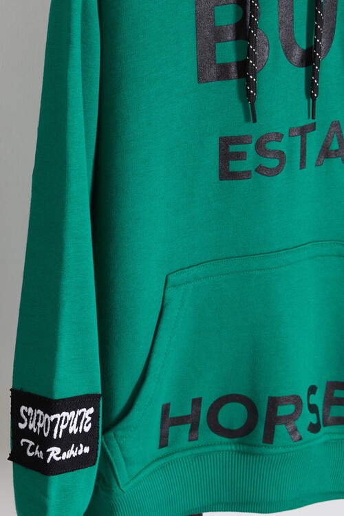 Erkek Çocuk Baskılı Kapşonlu Sweatshirt 9-13 Yaş 14150