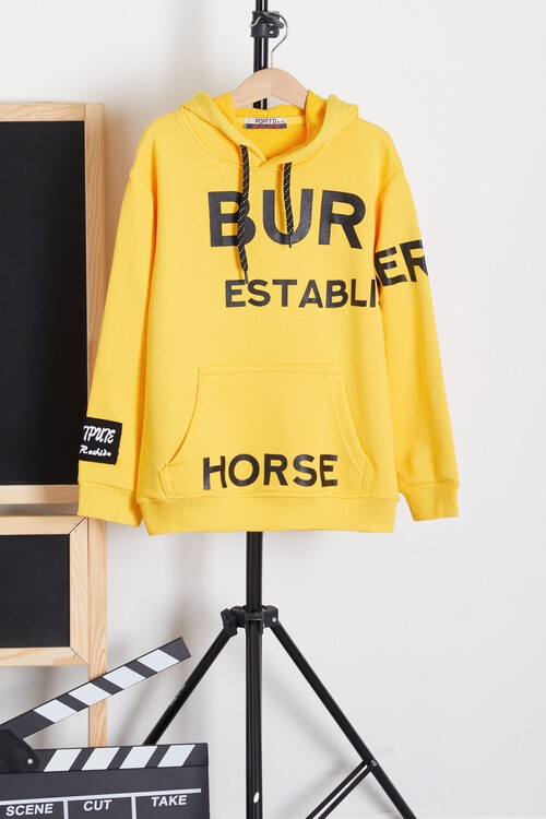 Erkek Çocuk Baskılı Kapşonlu Sweatshirt 9-13 Yaş 14150