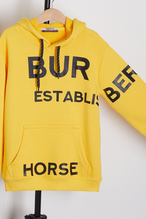 Erkek Çocuk Baskılı Kapşonlu Sweatshirt 9-13 Yaş 14150