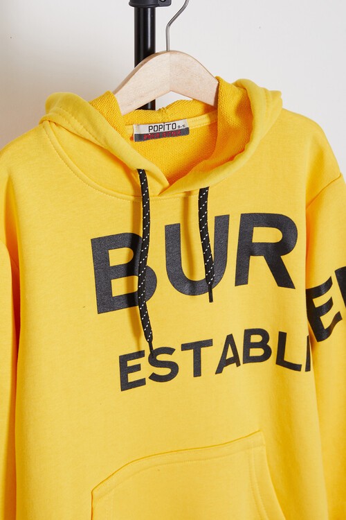 Erkek Çocuk Baskılı Kapşonlu Sweatshirt 9-13 Yaş 14150