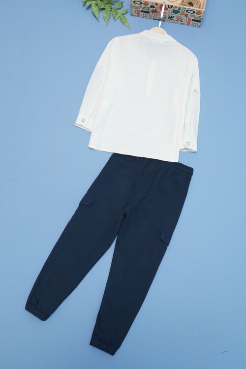 Erkek Çocuk Beyaz Gömlek ve Pantolonlu 2li Takım 15131