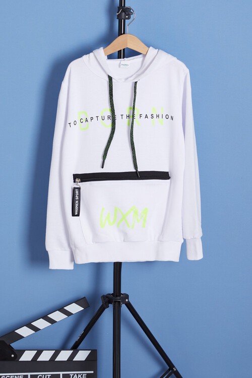 Erkek Çocuk Born Baskılı Kapşonlu Sweatshirt 9-12Yaş 14023