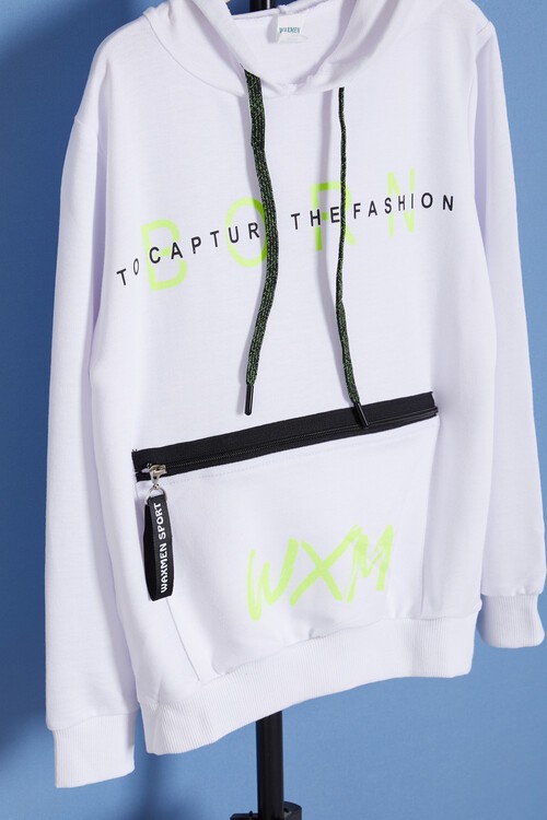 Erkek Çocuk Born Baskılı Kapşonlu Sweatshirt 9-12Yaş 14023