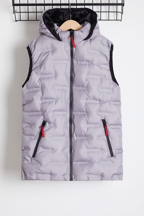 Erkek Çocuk Düz Desen Kapüşonlu Şişme Yelek 14647