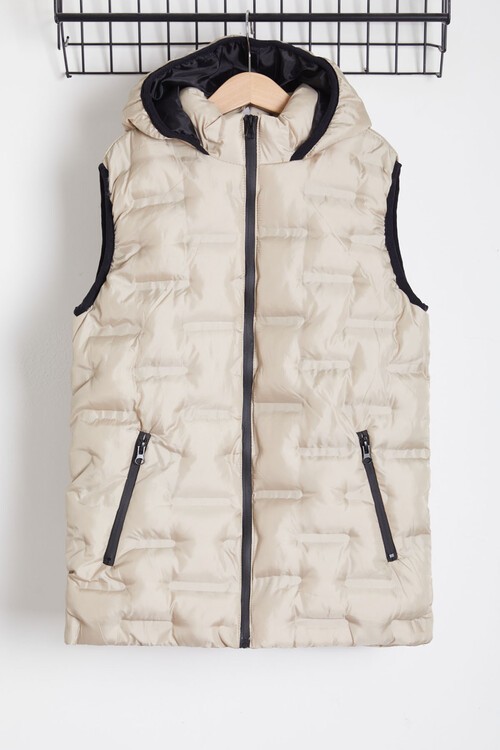 Erkek Çocuk Düz Desen Kapüşonlu Şişme Yelek 14647